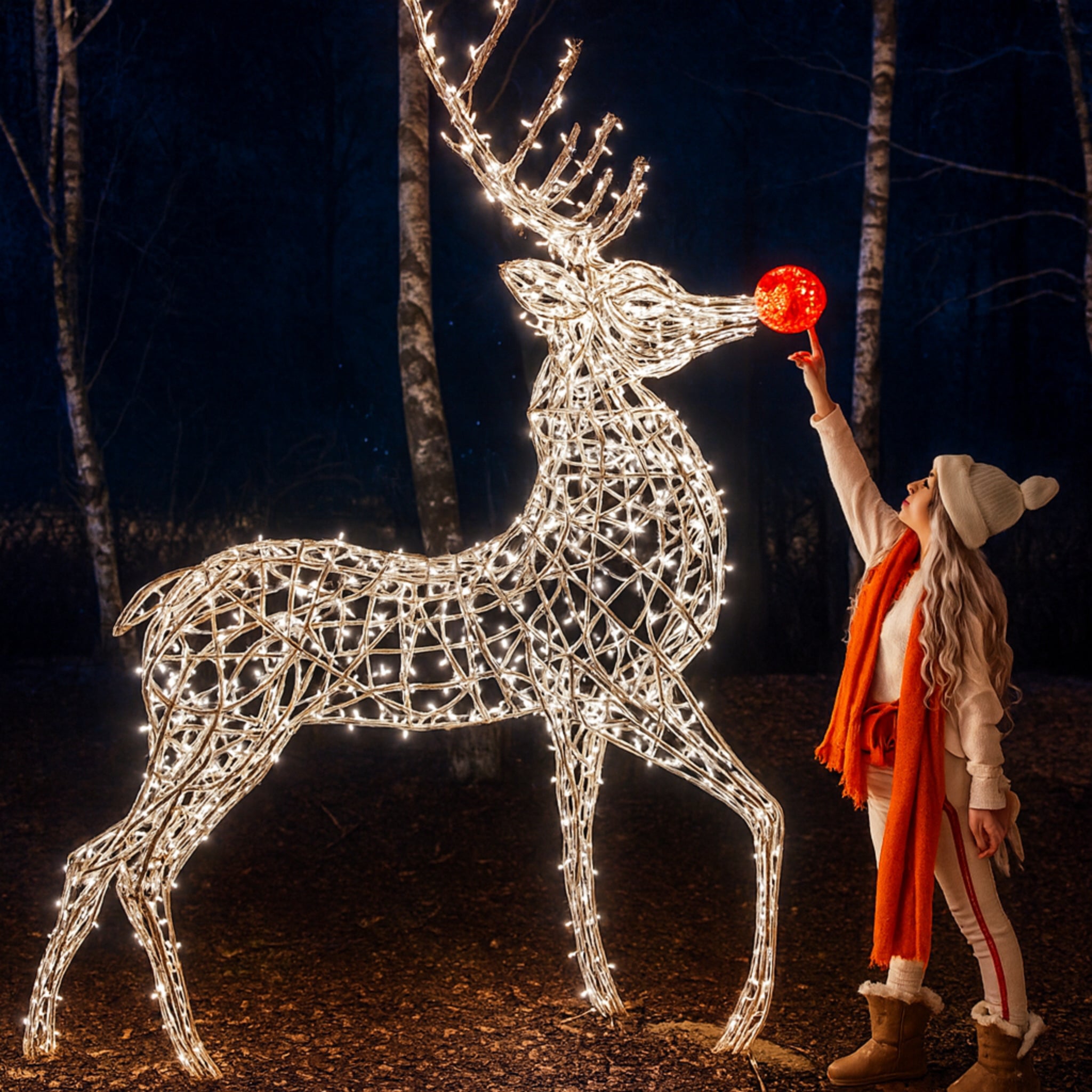 Giant Pre-Lit LED Red Nose Reindeer