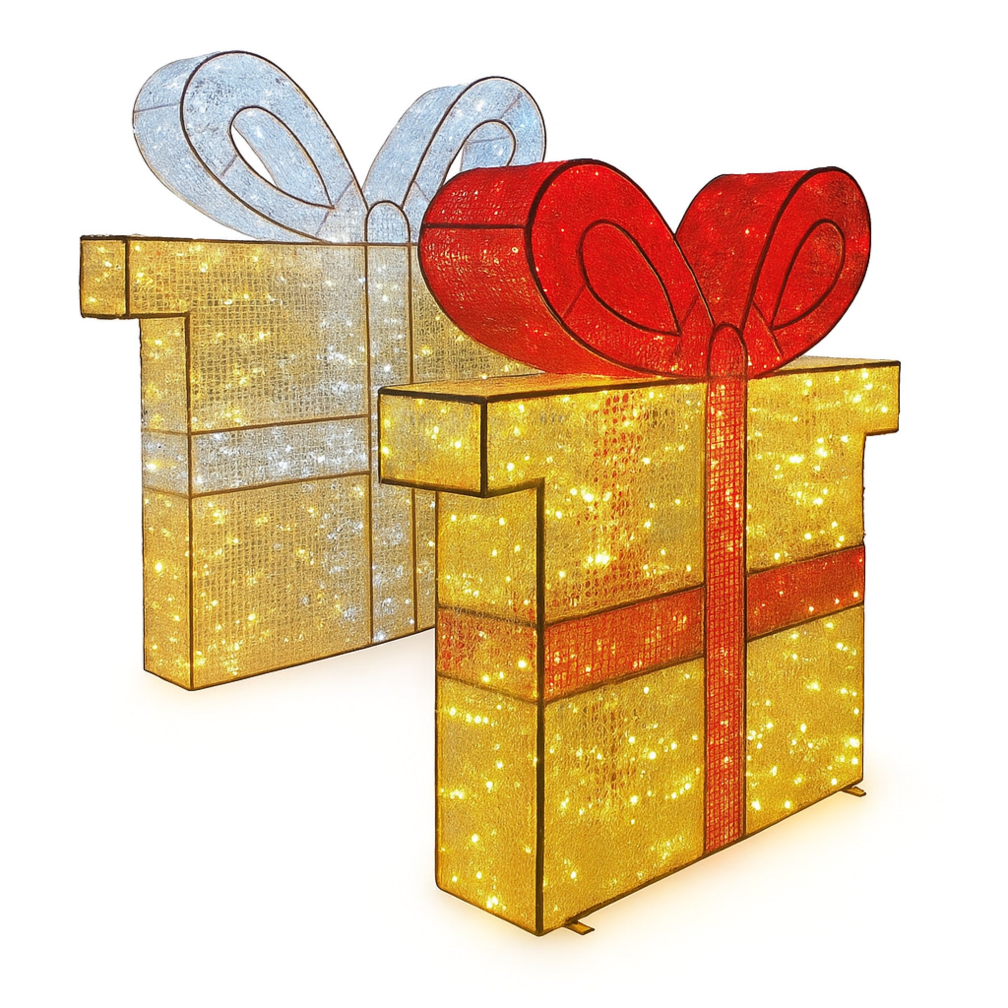 Giant Pre-Lit LED Gift Box - Warm White & Red