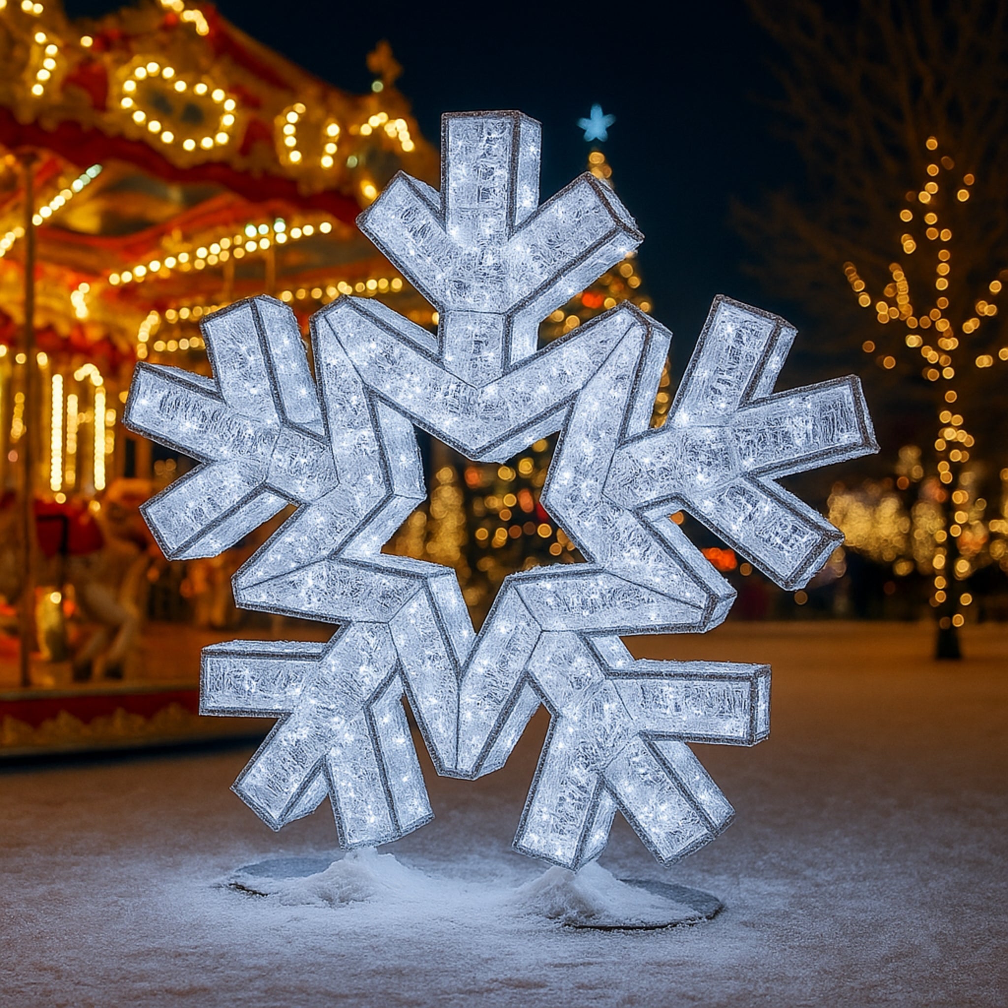 Giant Pre-Lit LED Snowflake - Cool White