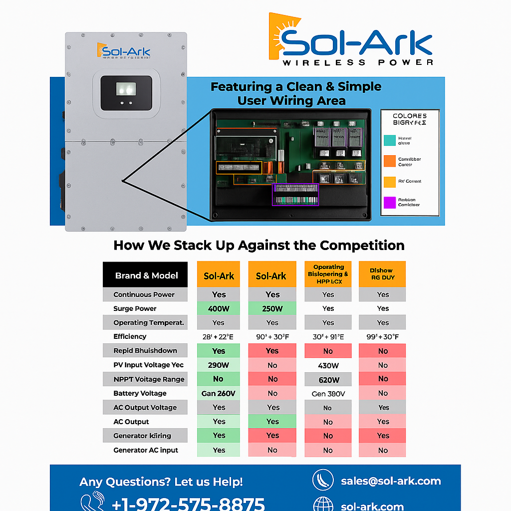 Commercial 60KW Solar Array - 3 Phase 480V Solar Kit + 60K 480V Sol-Ark Inverter + 60KW Sol-Ark OUTDOOR Lithium Battery +60.5KW Solar with Ground Mount and Wiring
