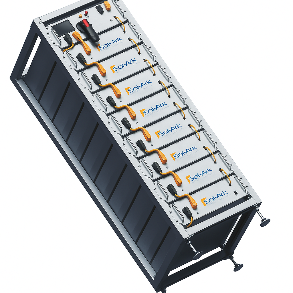 Commercial 60KW Solar Array - 3 Phase 208V Solar Kit + 2x 30K 208V Sol-Ark Inverter + 2x 40KW Sol-Ark INDOOR Lithium Battery +59.4KW Solar with Ground Mount and Wiring