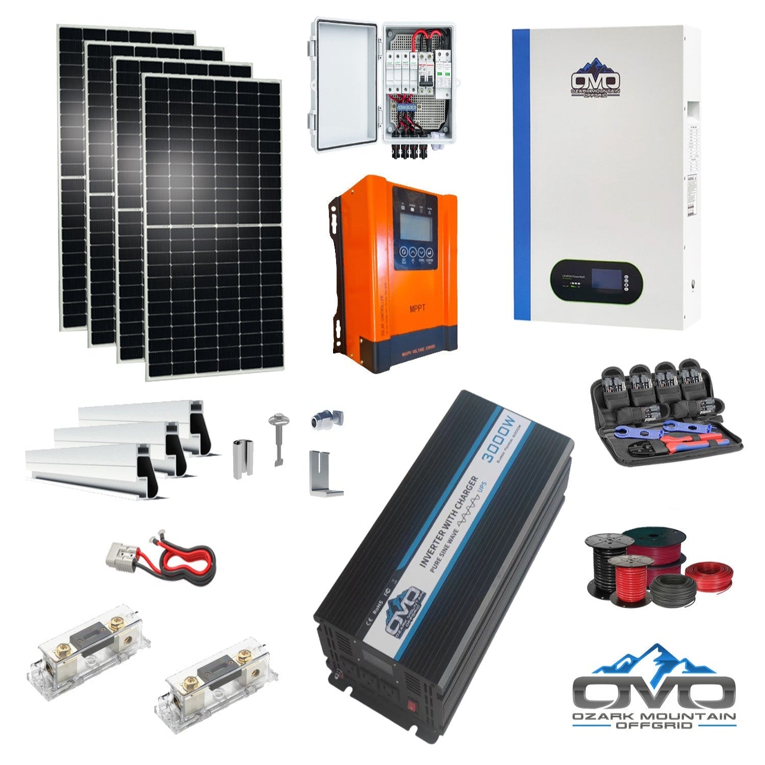 2.2KW Offgrid Solar Kit + OMO 5.12KW Patriot Lithium 48V Battery + 3KW Inverter