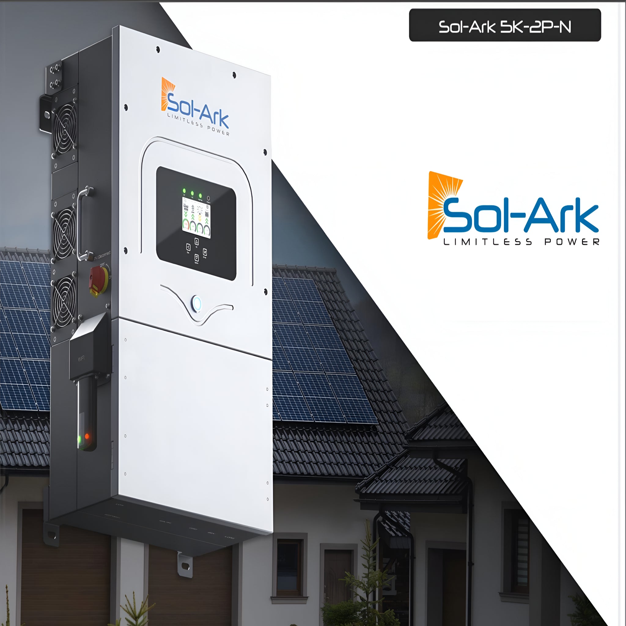 2.2KW Complete Offgrid Solar Kit + 5K Sol-Ark Inverter + 15.36KW OMO Stack Lithium Battery +2.2KW Solar with Mounting Rails and Wiring