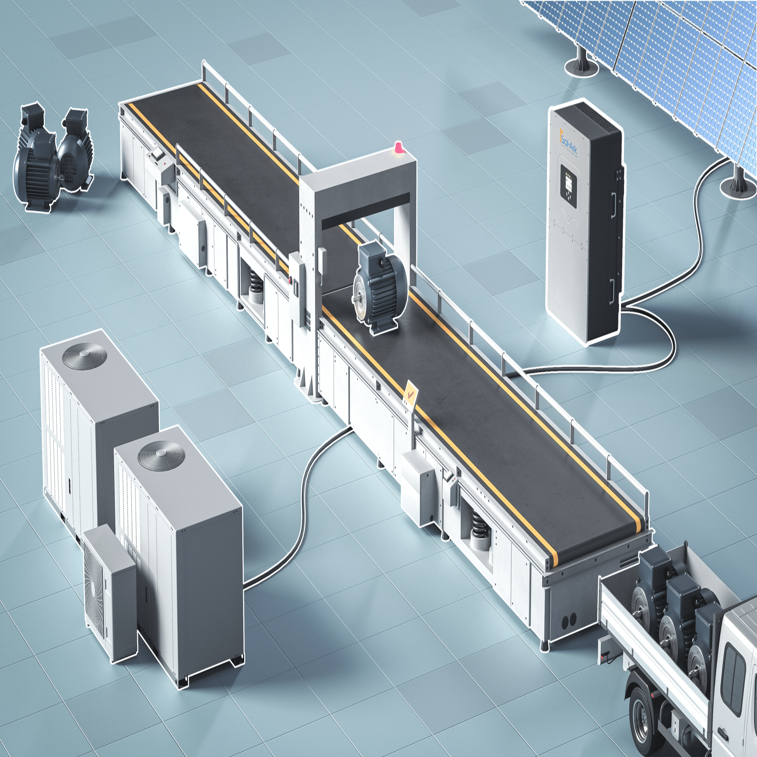 Commercial 60KW Solar Array - 3 Phase 480V Solar Kit + 60K 480V Sol-Ark Inverter + 60KW Sol-Ark INDOOR Lithium Battery +60.5KW Solar with Ground Mount and Wiring