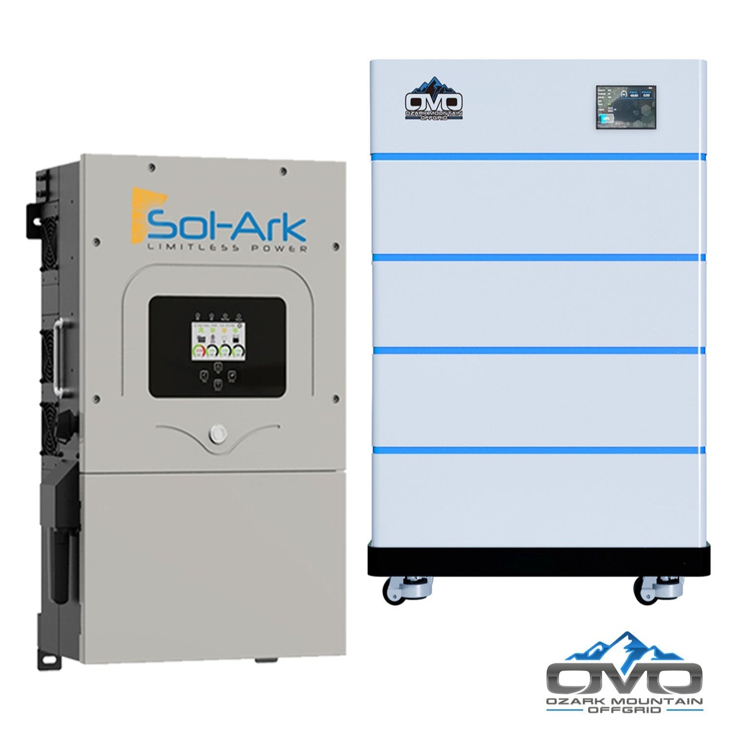 15KW Complete Offgrid Solar Kit - 15K Sol-Ark Inverter + 20.48KW OMO Stack Lithium Battery +15.4KW Solar with Ground Mount and Wiring
