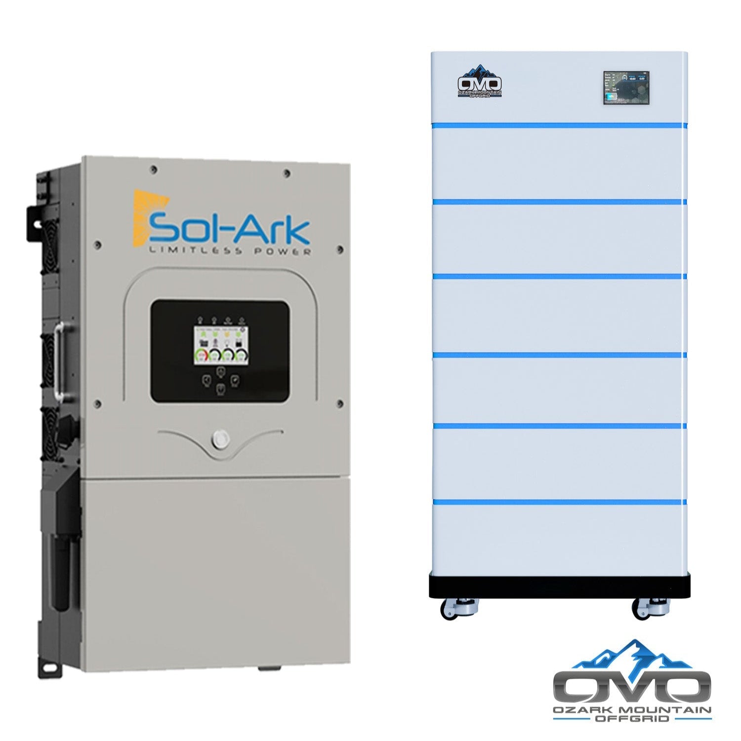 15KW Complete Offgrid Solar Kit - 15K Sol-Ark Inverter + 30.72KW OMO Stack Lithium Battery +15.4KW Solar with Ground Mount and Wiring