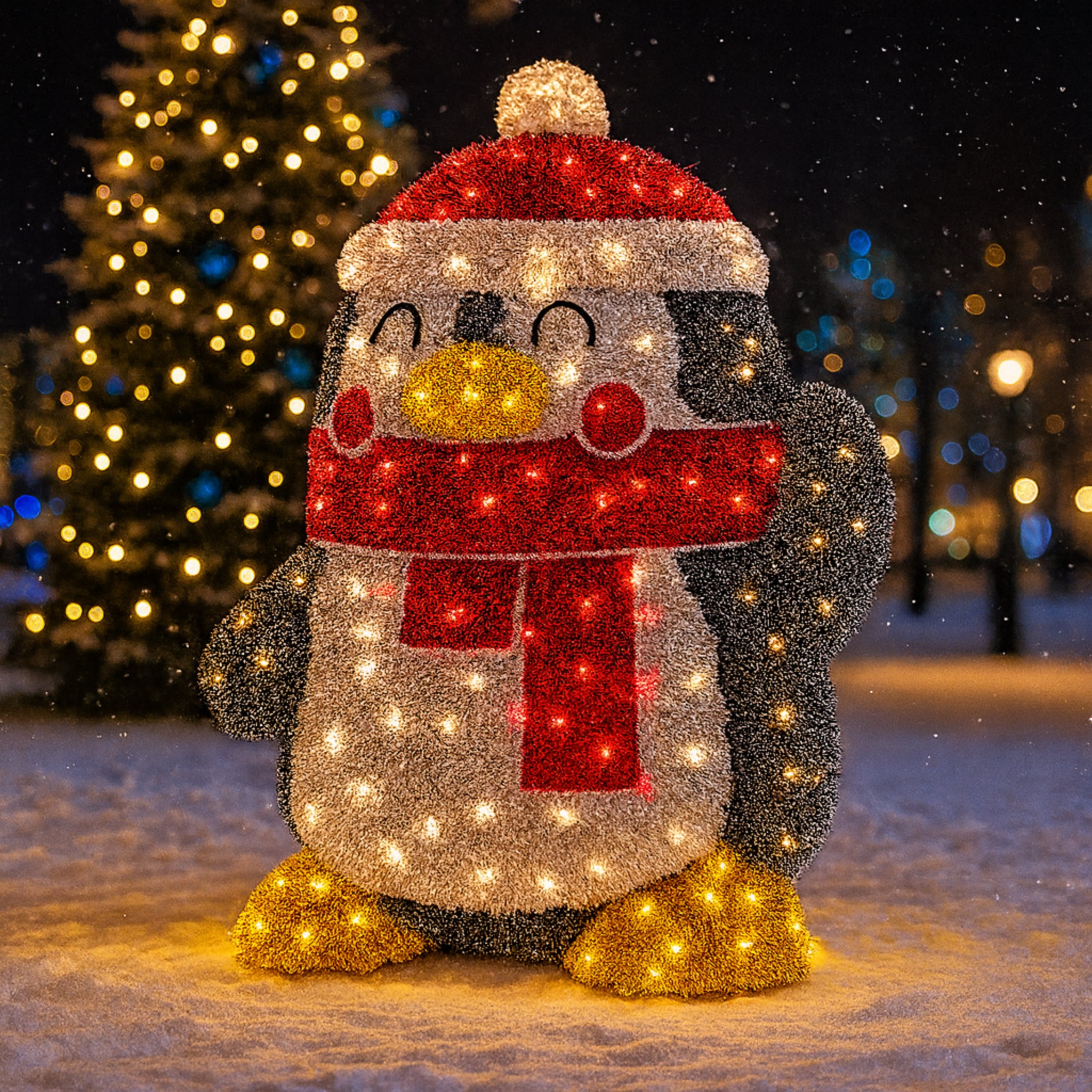 Giant Pre-Lit LED Waving Penguin