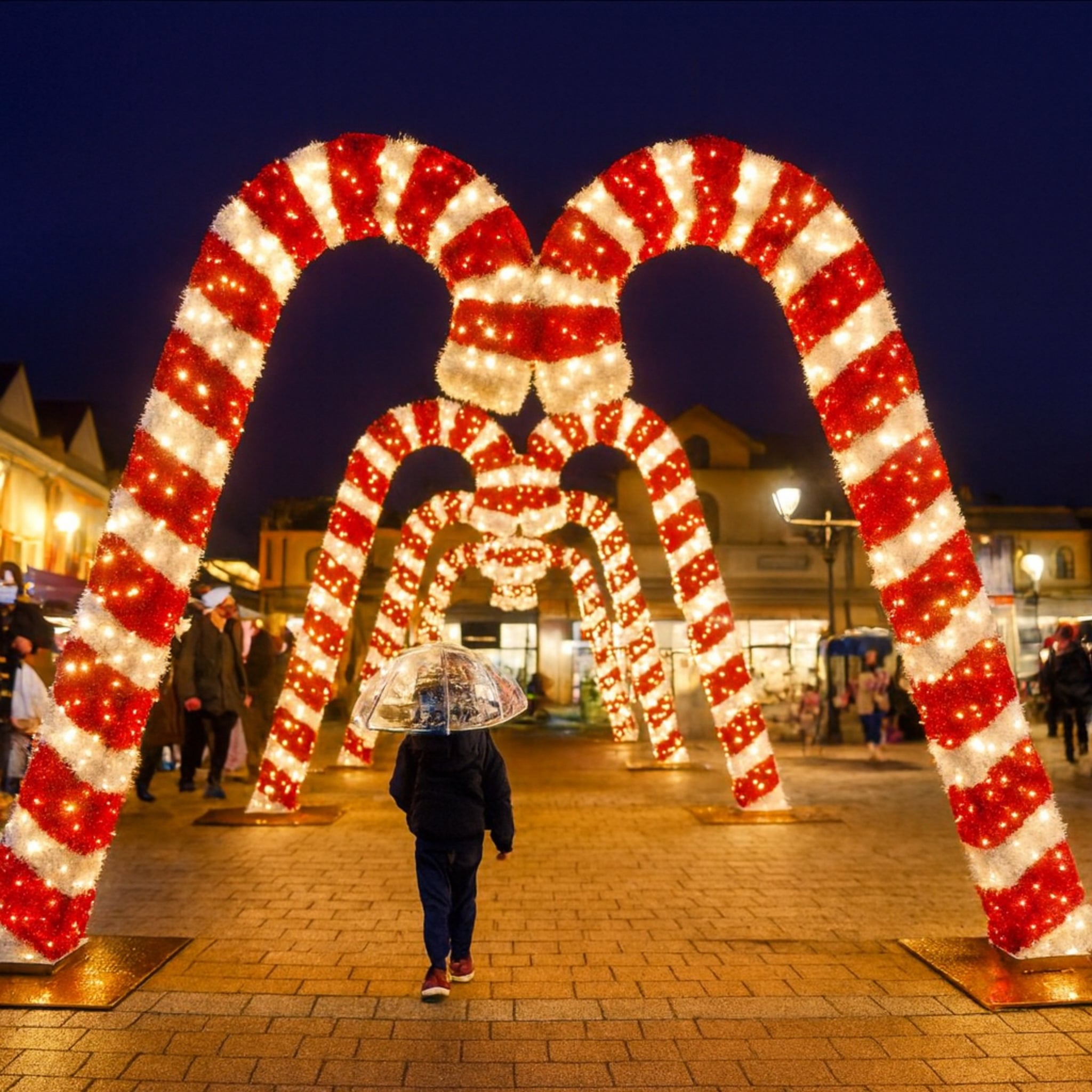 Giant Pre-Lit LED Walk-Through Candy Canes Archway