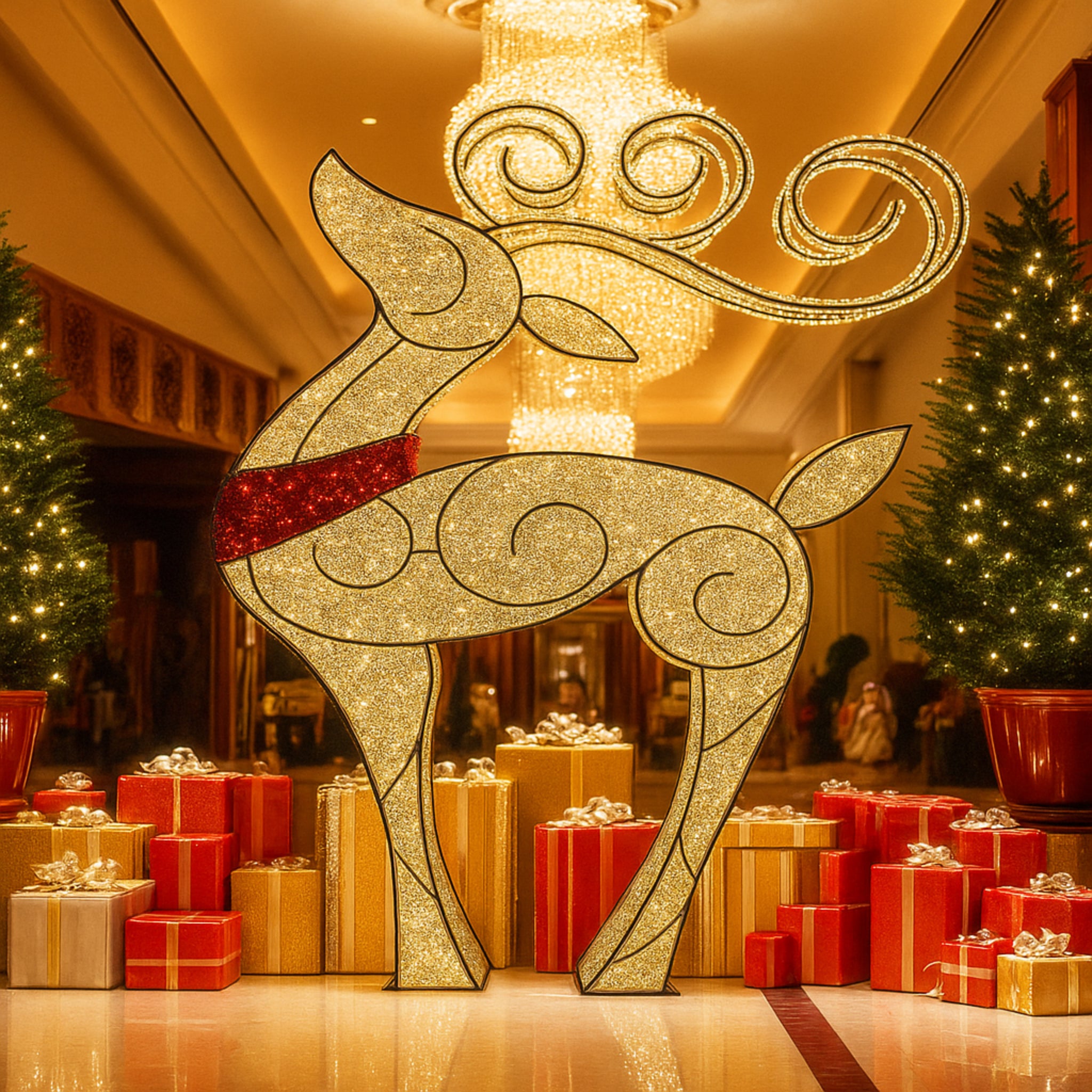Large Pre-Lit LED Fancy Reindeer