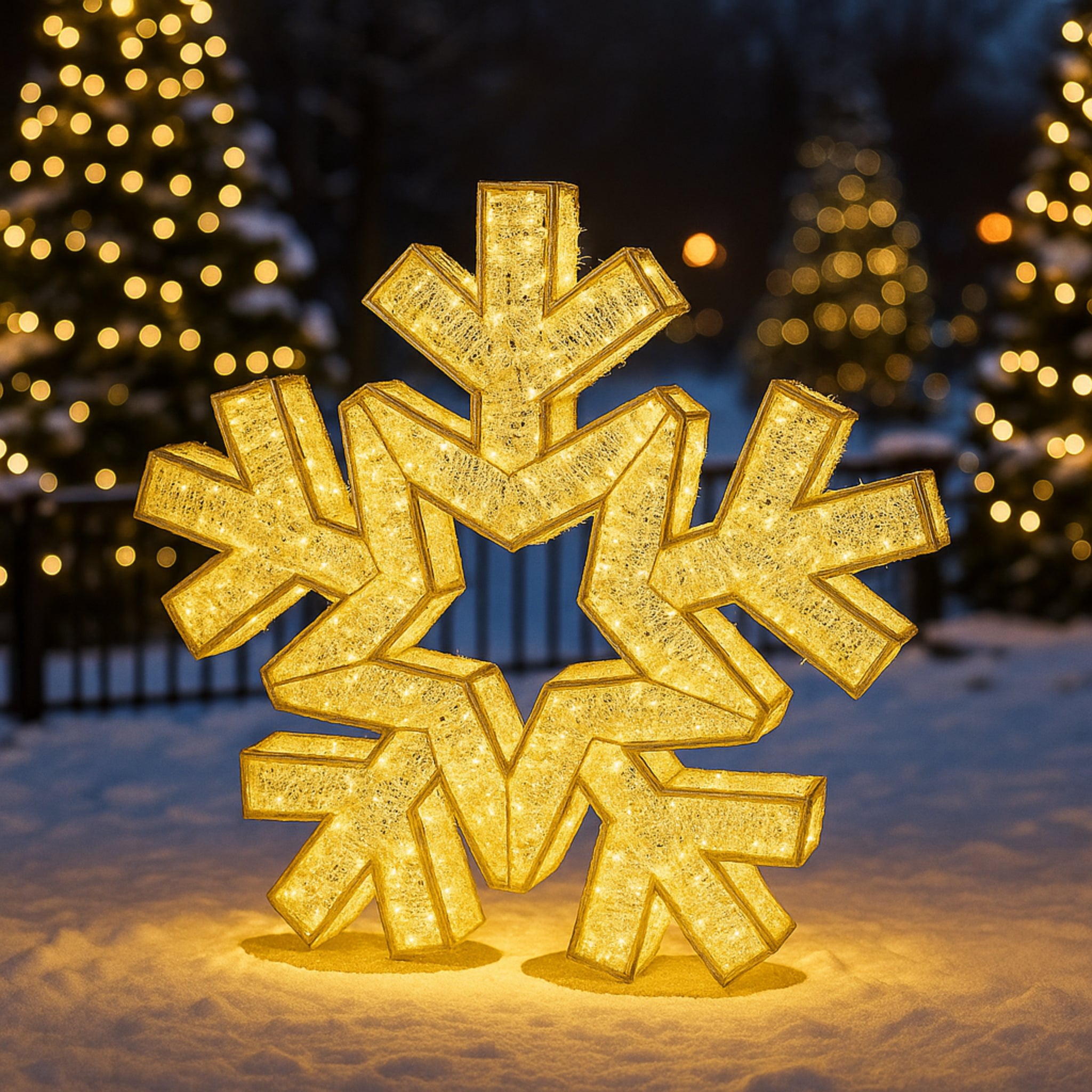Giant Pre-Lit LED Snowflake - Warm White