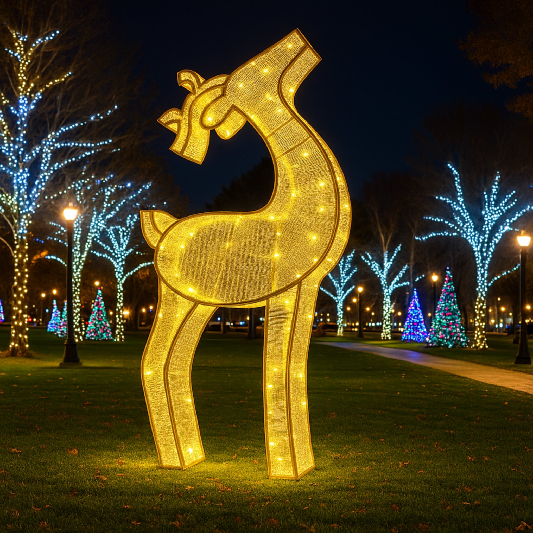 Giant Pre-Lit Reindeer - Warm White