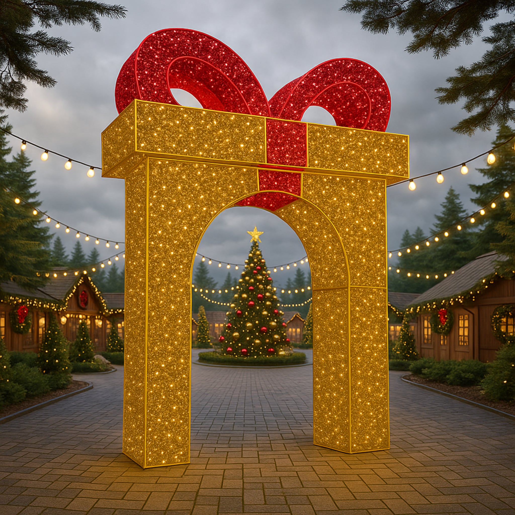 Giant Pre-Lit LED Walk-Through Gift Box Arch