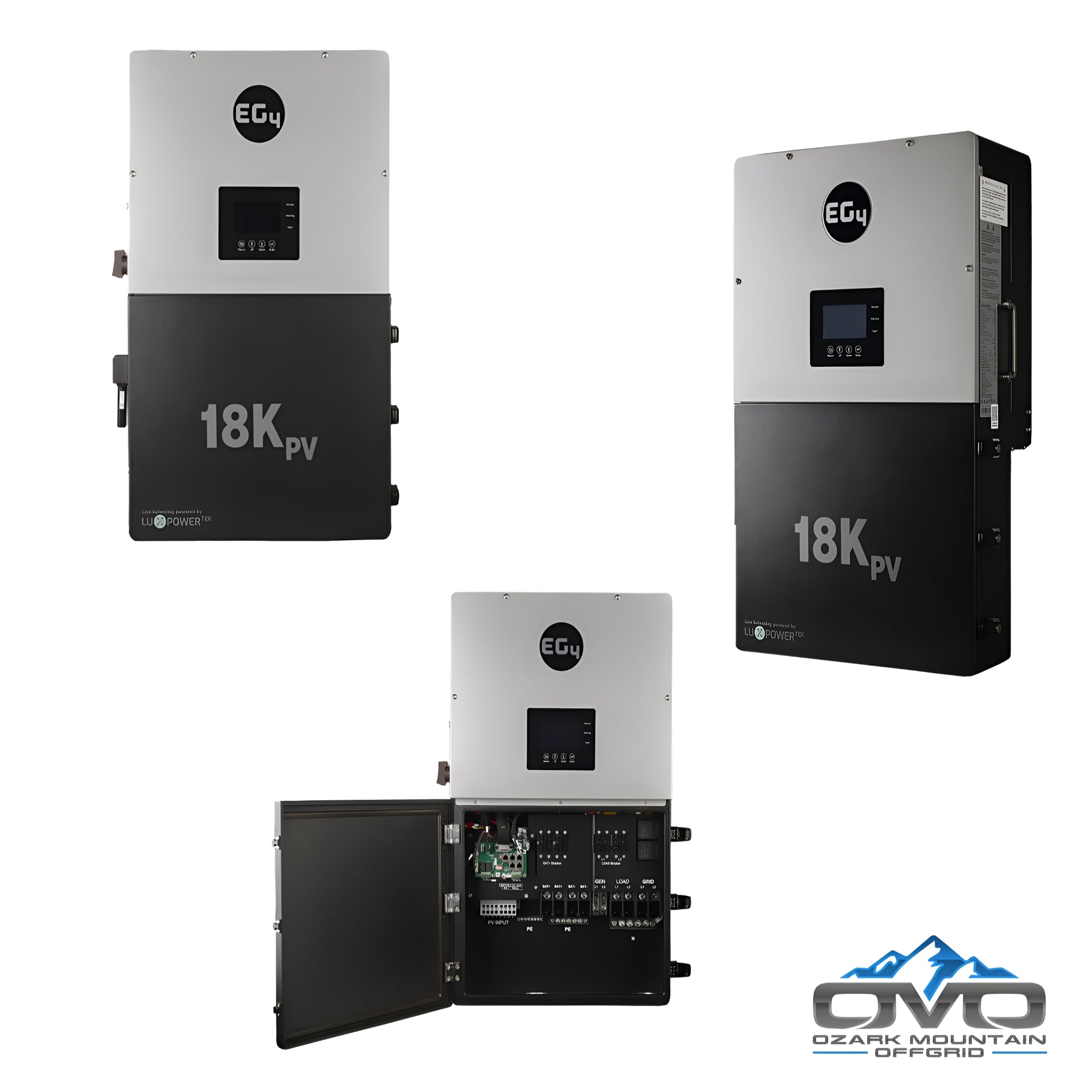 12KW Complete Offgrid Solar Kit + EG4 18kPV + 2x 14.3KW 48V EG4 Lithium Indoor Wall Battery + 13.2KW Solar with Roof Mounting Rails and Wiring