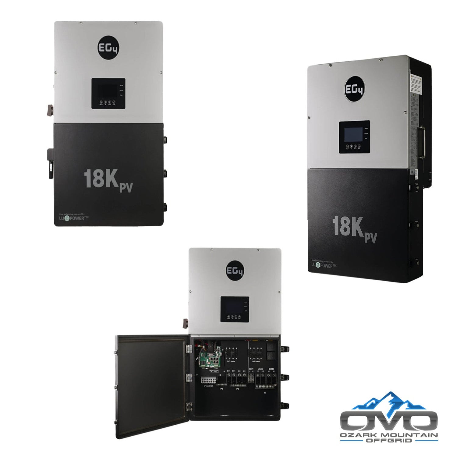 17KW Complete Offgrid Solar Kit + EG4 18kPV + 32KW OMO 48V Freedom Series Lithium Battery + 17.6KW Solar with Roof Mounting Rails and Wiring