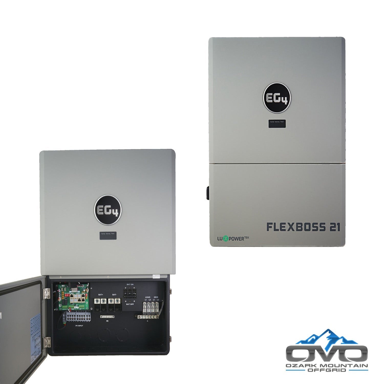 10KW Complete Offgrid Solar Kit + EG4 FlexBOSS21 + 32KW OMO 48V Freedom Series Lithium Battery + 11KW Solar with Roof Mounting Rails and Wiring